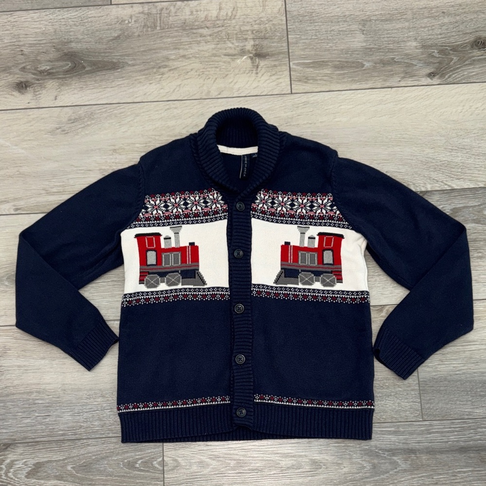 Janie and Jack Dark Navy Train Sweater